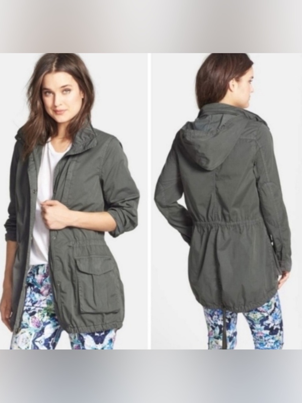 NEW James Perse Yosemite Hooded Lightweight Parka Utility Jacket Grey Small
